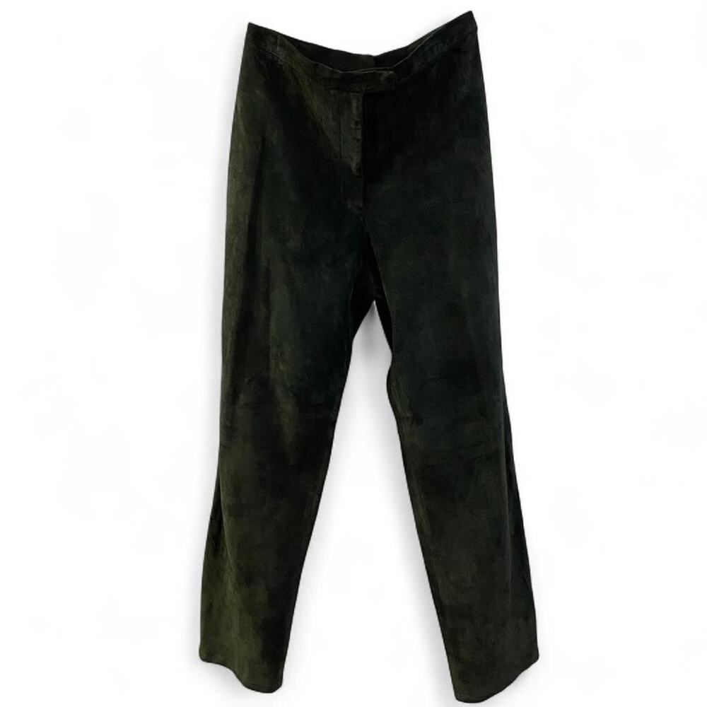 Ralph Lauren green 100% leather suede trousers Size 8 EUC